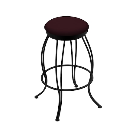 Holland Bar Stool Co 30" Swivel Bar Stool, Black Wrinkle, Canter Bordeaux Seat 300030BW005